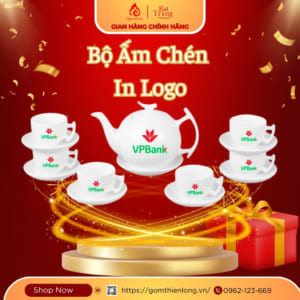 Bộ Ấm Chén In Logo Quà Tặng Dáng Bưởi Cành Dung Tích 650ml